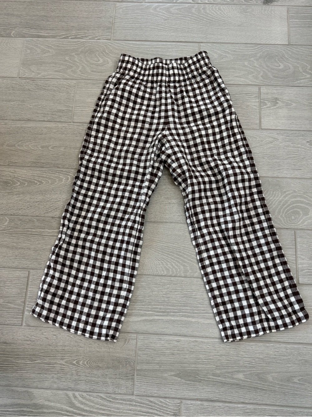 NOTPERFECTLINEN Brown Checkered 100% Linen Pants Size S/M VGUC